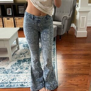 free people printed flare jeans